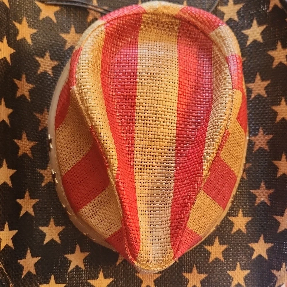 Goldcoast Strow Patriotic American Flag Stripes & Stars Cowboy Hat
